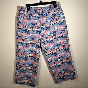 Levi's Floral Cropped Jeans - Blue and Pink 5 Pockets Levi US Zipper Close